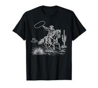 Vaquero Montando Caballo Western Rodeo Rancho Vida Texas Salvaje Oeste Camiseta