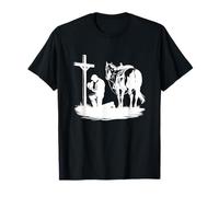 Vaquero orando arrodillado cruz occidental Biblia Jesús Caballo Camiseta