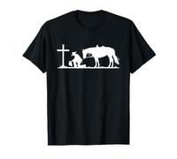 Vaquero orando arrodillado cruz occidental Biblia Jesús Caballo Camiseta