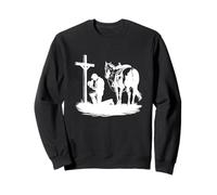 Vaquero orando arrodillado Cruz Occidental Biblia Jesús Caballo Sudadera