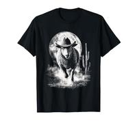 Vaquero Oveja con Luna Llena Cacti Desierto Animal Occidental Camiseta