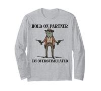 Vaquero Rana Vintage Regalos Hold On Partner I'm Overstimulated Manga Larga