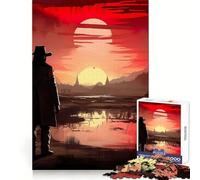 Vaquero Rojo en el Desierto, Rompecabezas de 1000 Piezas para Adultos y Adolescentes, Juguete de lógica sólida, diversión silenciosa, Corte de precisión, selección de Deseos de Papá Noel (38x52cm)