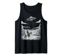 Vaquero Solitario Viendo platillo Volador OVNI sobre Cañón Camiseta sin Mangas