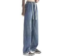 Vaqueros con goma elástica para mujer, pierna ancha, pantalones vaqueros boyfriend para mujer, cintura alta, pantalones de ocio, pantalones vaqueros de pierna ancha, pantalones largos para mujer,