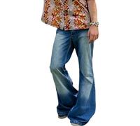 Vaqueros de Campana para Hombre, Pantalones de Mezclilla Acampanados Estilo Disco, Pantalones clásicos Corte elástico, Conjuntos Vintage los años 70, Azul, Talla XL