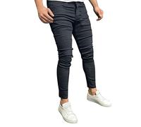 Vaqueros De Hombre Talla 42 - Casual Full Denim Bodybuilding Mens Pocket Summer Sports Longitud Pantalones Jeans para S (Black M)