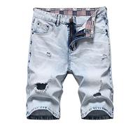 Vaqueros De Hombre Talla Grande - Street Men's Nostálgico High Summer Loose Hole Jeans Pantalones Retro Pantalones De (Blue XXL)