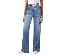 Vaqueros de mujer de algodón chic look denim para mujer pantalón de cintura alta con cinturón polainas que dan forma a la moda de estiramientos de cintura alta para verano, azul claro, L