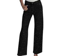 Vaqueros de Pierna Recta Ancha de Cintura Alta con Piedras de Brillante para Mujeres Lavado Vintage con Brillo Baggy Pantalones de Mezclilla para Fiestas Festividades Y2K Casual (Negro,M)