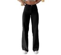 Vaqueros De Talle Alto Y Pierna Recta, Vaqueros De Cintura Alta Para Mujer, Recto, Corte Ancho, Pantalones Vaqueros Sueltos Elásticos, Pantalones Anchos