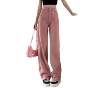 Vaqueros De Talle Alto Y Pierna Recta, Vaqueros De Cintura Alta Para Mujer, Recto, Corte Ancho, Pantalones Vaqueros Sueltos Elásticos, Pantalones Anchos