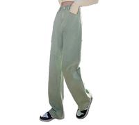 Vaqueros De Talle Alto Y Pierna Recta, Vaqueros De Cintura Alta Para Mujer, Recto, Corte Ancho, Pantalones Vaqueros Sueltos Elásticos, Pantalones Anchos