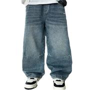 Vaqueros Deportivos Niño - Pantalones Vaqueros Holgados de Corte Recto para Niño con Diseño Informal y Múltiples Bolsillos