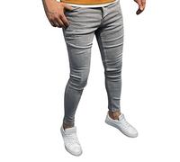 Vaqueros Elasticos Hombre Slim - Casual Full Denim Bodybuilding Mens Pocket Summer Sports Longitud Pantalones Jeans para S (Grey M)