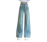 Vaqueros Elasticos Mujer Talla Grande Elásticos Bolsillos Pantalones Anchos Bootcut Bolsillo Deportes Campana Elefante Casuales de con Detalle Encaje Confortables para Versátil en Todas las Estaciones