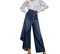 Vaqueros Elasticos Mujer Talla Grande Elásticos Bolsillos Pantalones Tallas Grandes Bootcut Bolsillo Campana Elefante Anchos de imitación Mezclilla para Estilo Moderno con decoración Botones y caída