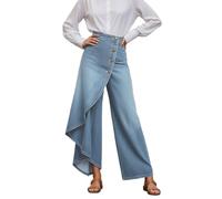 Vaqueros Elasticos Mujer Talla Grande Elásticos Bolsillos Pantalones Tallas Grandes Bootcut Bolsillo Campana Elefante Anchos de imitación Mezclilla para Estilo Moderno con decoración Botones y caída