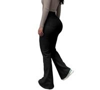 Vaqueros flacos acampanados altos para mujer de mezclilla extensible con bolsillos y acabado lavado pantalones cómodos de moda, Le Noir, L