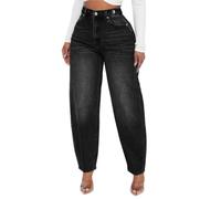 Vaqueros Holgados for Mujer, Monos de Mezclilla Sueltos de Cintura Alta Informales Y2k(Negro,S)