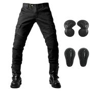Vaqueros Moto Pantalones vaqueros negros for motocicleta for hombre, con protector de extensión, desmontables, for carreras, carretera, for motociclistas, informales for las cuatro estaciones.(Black U