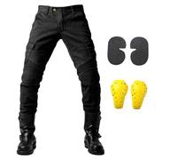 Vaqueros Moto Pantalones vaqueros negros for motocicleta for hombre, con protector de extensión, desmontables, for carreras, carretera, for motociclistas, informales for las cuatro estaciones.(Black O