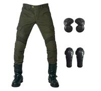 Vaqueros Moto Pantalones vaqueros negros for motocicleta for hombre, con protector de extensión, desmontables, for carreras, carretera, for motociclistas, informales for las cuatro estaciones.(Green E
