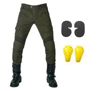 Vaqueros Moto Pantalones vaqueros negros for motocicleta for hombre, con protector de extensión, desmontables, for carreras, carretera, for motociclistas, informales for las cuatro estaciones.(Green O