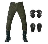 Vaqueros Moto Pantalones vaqueros negros for motocicleta for hombre, con protector de extensión, desmontables, for carreras, carretera, for motociclistas, informales for las cuatro estaciones.(Green U