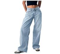 Vaqueros Mujer Anchos Rectos-Vaqueros Anchos Pantalones Baggy de Pierna Ancha de Talle Bajo con Bolsillos Vaqueros Pantalon Vaquero Holgados de Talle Bajo Informales Pierna Ancha Pantalones Anchos