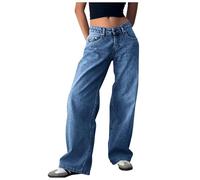 Vaqueros Mujer Anchos Rectos-Vaqueros Anchos Pantalones Baggy de Pierna Ancha de Talle Bajo con Bolsillos Vaqueros Pantalon Vaquero Holgados de Talle Bajo Informales Pierna Ancha Pantalones Anchos