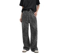 Vaqueros Mujer Cintura Alta Anchos Jeans con Estampado Leopardo Marrón Pantalones Denim de Pierna Ancha Leopardo Pantalones Baggy Casual con Bolsillos Pants de calle Estilo Hip Hop Streetwear 2025
