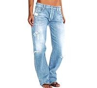 Vaqueros Mujer Push Up Jeans de Pierna Recta para Mujer Jeans de Cintura con Dobladillo Rasgado para Mujer Vaqueros Mujer Pantalon Vaquero Campana Niña (Light Blue, XS)