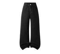 Vaqueros NiñA-Vaqueros Rectos De Cintura Alta con Bordado De Lazo para NiñAs Y Pantalones Vaqueros Holgados Informales para Adolescentes.