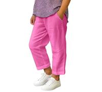 Vaqueros NiñAs-Pantalones Capri De Verano para NiñOs, Informales, De Lino, con Cintura EláStica Y Pierna Ancha, para Playa, para NiñAs Y NiñOs