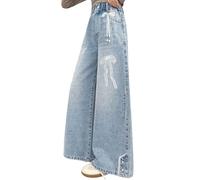 Vaqueros NiñAs-Pantalones Vaqueros para NiñAs, Pantalones Casuales De Pierna Recta, Corte Holgado, Pierna Ancha, Moda, CóModos, para Uso Diario