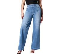 Vaqueros para mujer, costuras delanteras, pierna ancha, cintura elástica, pantalones vaqueros de pierna ancha, pantalones vaqueros para mujer, cintura alta, ligeros, grandes, pantalones de mezclilla