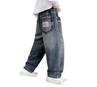 Vaqueros Para NiñO,Pantalones Vaqueros Holgados Y CáLidos De Invierno Para NiñOs Con Pernera Ancha Cintura EláStica Y MúLtiples Bolsillos Forrados Con Forro Polar Pantalones Vaqueros Para NiñOs