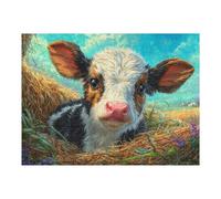 Vaquita Granja Flores Rompecabezas 500 Piezas Cartón para Parejas Actividad Hacer En Grupo Ejercicio Mental para Reyes Magos Detalle Cumpleaños 500 PCS