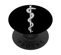 Vara de Asclepio Caduceo Símbolo Médico PopSockets PopGrip Adhesivo