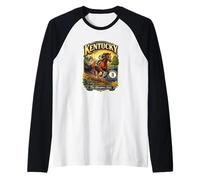 Vara de Oro Pura Sangre con la Bandera del Estado de Bluegrass de Kentucky Camiseta Manga Raglan