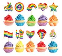VARACL 30 adornos para cupcakes del mes del orgullo, decoración de pastel arcoíris para decoración de fiesta de orgullo LGBT, regalos de fiesta de arcoíris gay, suministros de decoración de pasteles