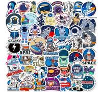 VARACL 50 calcomanías espaciales para niños, calcomanías de astronauta para decoraciones de fiesta temática del espacio exterior, calcomanía de vinilo impermeable de la NASA para botellas de agua,