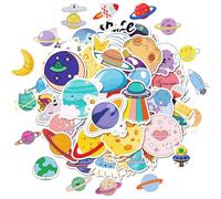 VARACL 50 calcomanías espaciales para niños, calcomanías de planeta del espacio exterior para decoración de fiestas temáticas del sistema solar, astronomía, astronauta, calcomanías de vinilo