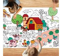 VARACL Farm Animals Coloring Tablecloth For Kids, DIY Crafts Farm Coloring Table Cloth,Jumbo Animal Giant Coloring Poster For Home Classroom Activities Birthday Party Decorations Supplies