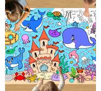 VARACL Under The Sea Party Giant Coloring Poster for Kids, Summer Ocean Animal Jumbo Coloring Tablecloth Table Cover for School Classroom Activity Home Birthday Party Decoration Supplies