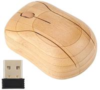 VARAKA Ratón inalámbrico de bambú, ratón inalámbrico de Madera Resistente al Agua de 2,4 GHz, ratón de Ordenador de 1600 dpi, ratón USB de 3 Botones para Windows 95/98/2000/para mí/para XP/NT
