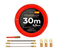 VARALS - Guía Pasacables Profesional 4,5mm 30m | Incluye 6 Puntas intercambiables M5 de Recambio | Gran Fuerza de Empuje | Poliéster Trenzado Monofilamento | Pasacables Eléctrico Electricista