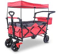 Varan Motors - FW005 Carro plegable con techo, frenado y plegable, 122 x 55 x 109 cm, máx. 90 kg, carrito de transporte plegable, carrito de playa con frenos