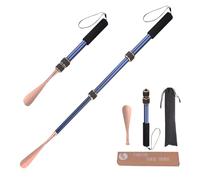 VARCOH Calzador de Zapatos Largo, Calzador de Metal retráctil de 43-77 cm de largo, fácil de Transportar al Salir. El diseño del Calzador Azul Dorado es Moderno y Duradero.